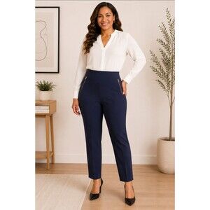 Zac & Rachel Petite Pants Size 14 Blue Business Wear to Work No Pockets